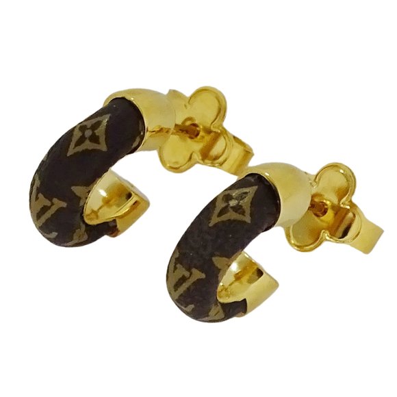 LOUIS VUITTON Brown Monogram Earrings - Picture 1 of 9